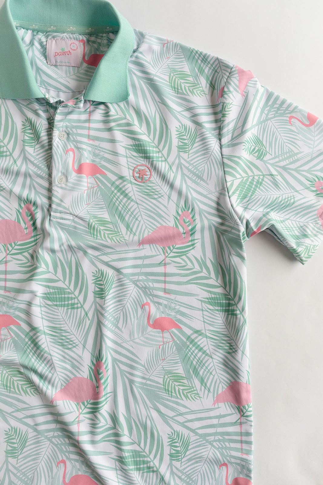 Palmr Style Mens island breeze Polos White Palm Tree Resort Wear Selfcare T1D type1diabetes