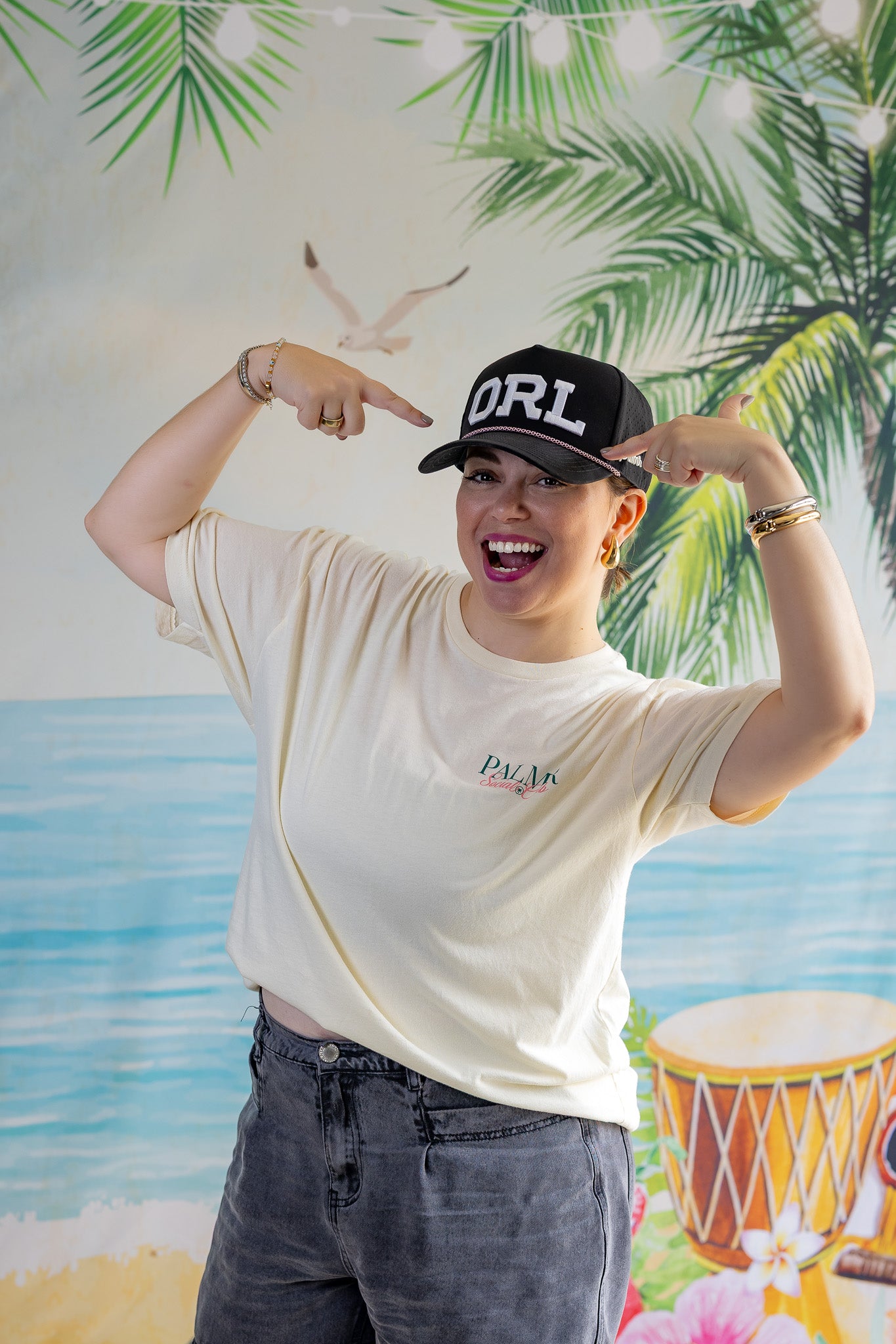 Palmr Style ORL orlando rope hat mens Black pink palm tree snapback