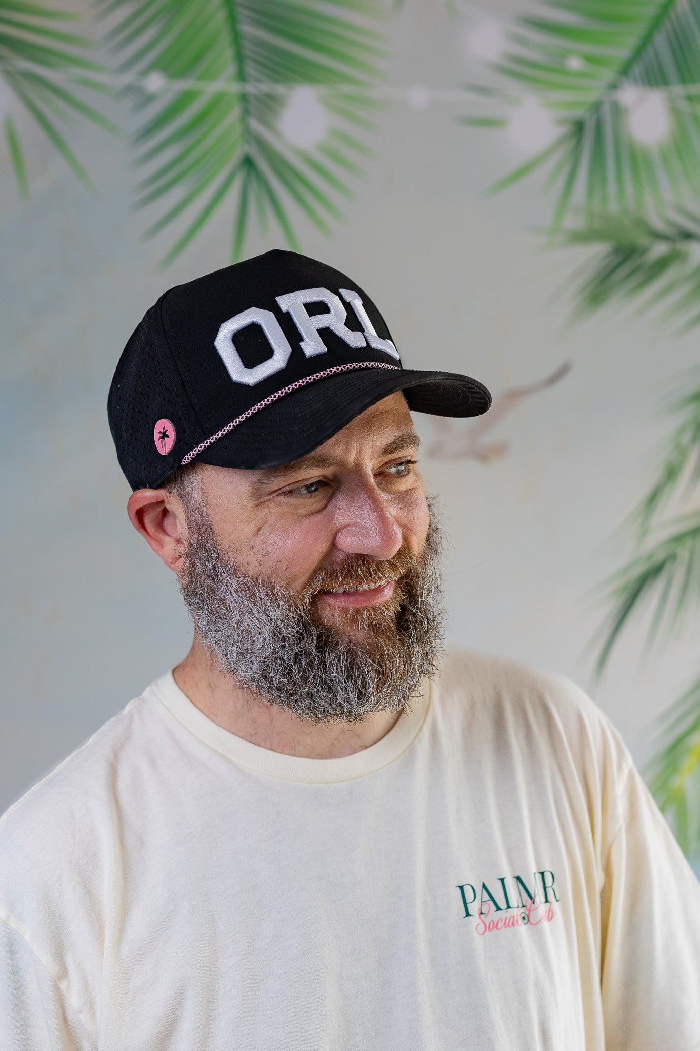 Palmr Style ORL orlando rope hat mens Black pink palm tree snapback