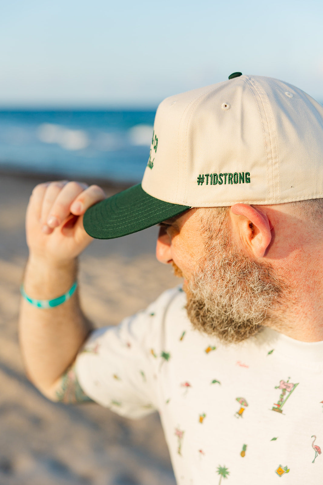 Palmr Style Social Club Hat Forest Green Natural Palm tree Resort Wear Selfcare T1D T1Dstrong