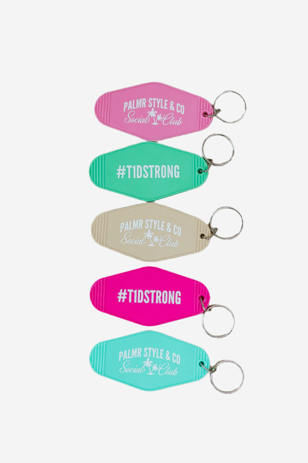 Palmr Style Social Club Resort Keychain Hotel Model Pink Green Teal Beige Palm tree Resort Wear Selfcare T1D T1Dstrong