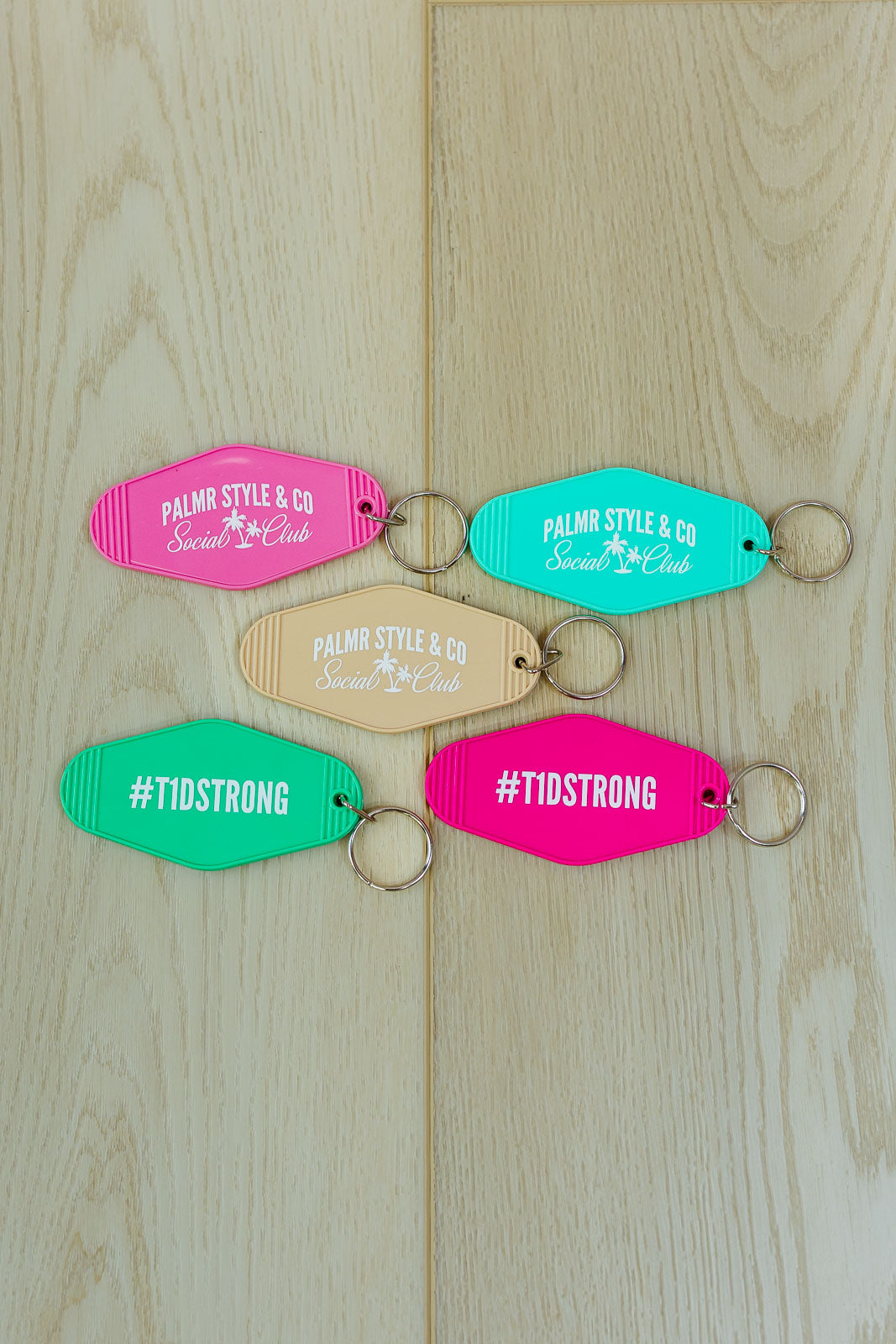 Palmr Style Social Club Resort Keychain Hotel Model Pink Green Teal Beige Palm tree Resort Wear Selfcare T1D T1Dstrong