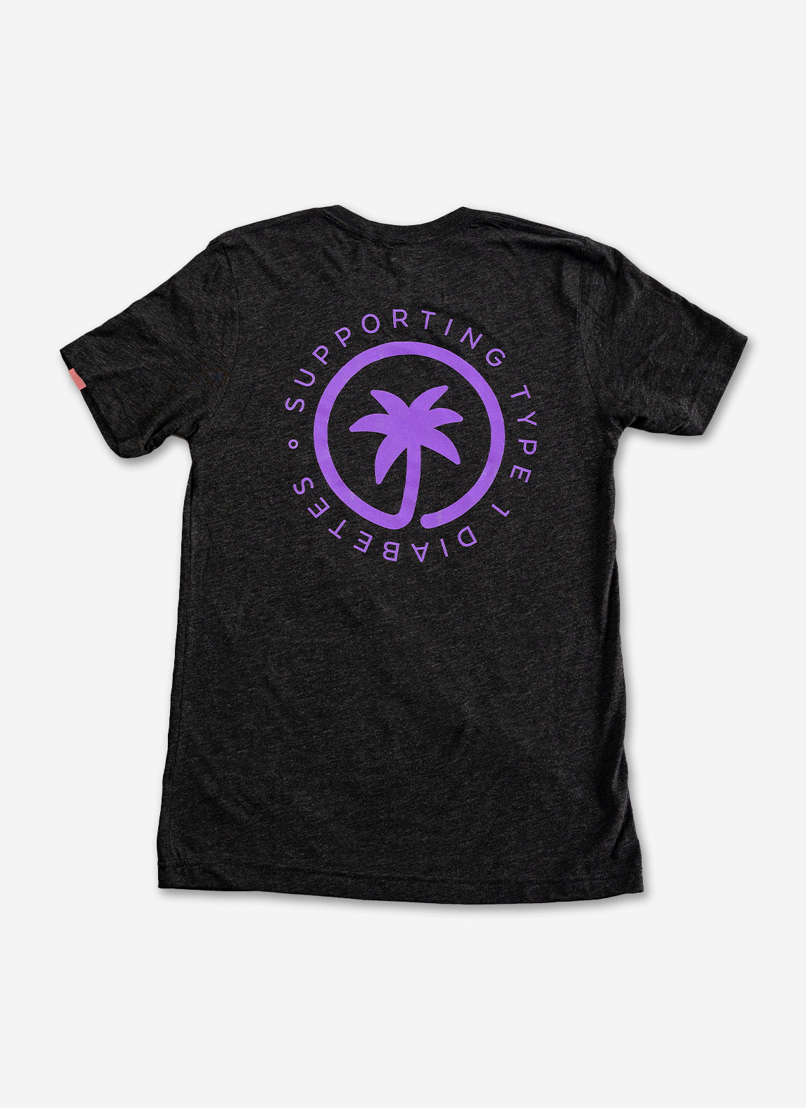 Palmr Style Unisex Touched By Type One Black Tee Supporting T1D Soft Short Sleeve Palm Tree Resort wear Self-Care