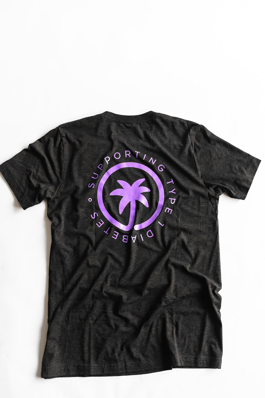 Palmr Style Unisex Touched By Type One Black Tee Supporting T1D Soft Short Sleeve Palm Tree Resort wear Self-Care