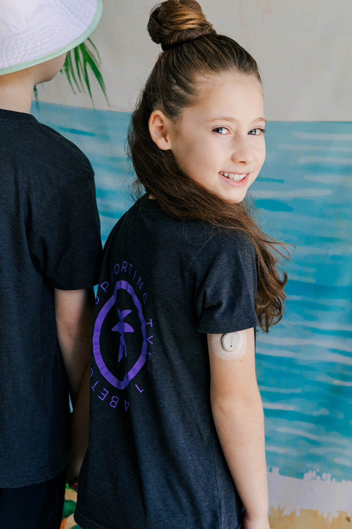 Palmr Style Youth Touched By Type One Black Tee Supporting T1D Soft Short Sleeve Palm Tree Resort wear Self-Care
