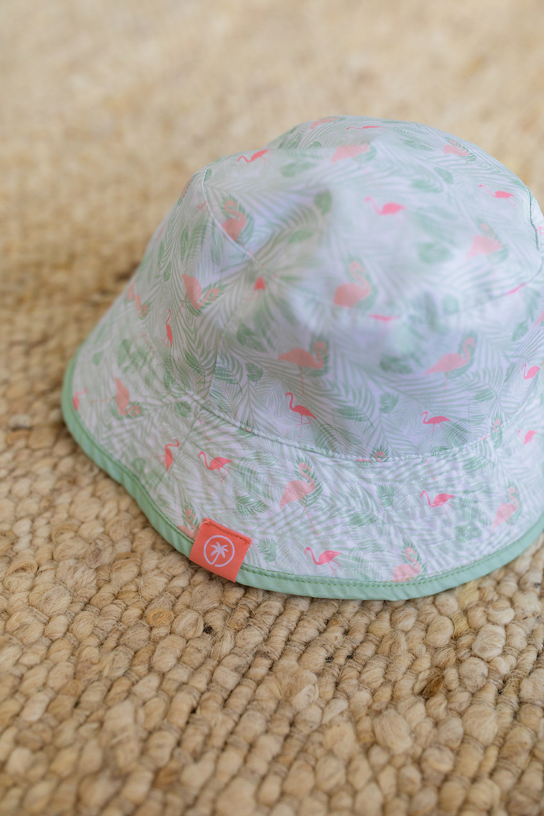 Palmr Style Tropical Bucket Hat Parker Reversible Green Palm leaf flamingo Resort Wear Self-care