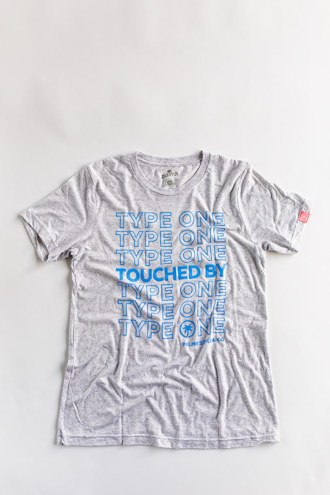 Palmr Style Unisex Touched By Type One White Tee Supporting T1D Soft Short Sleeve Palm Tree Resort wear Self-Care