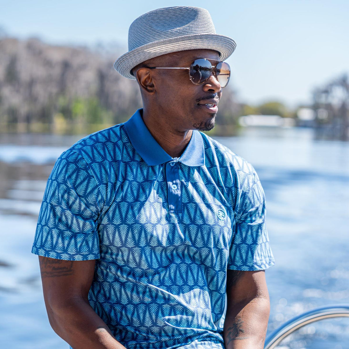 Palmr Style Mens Polos Self-Care Palm Tree