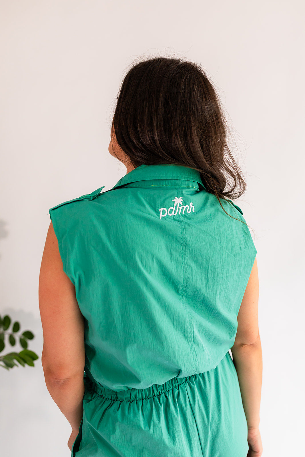 Palmr Style Womens Caddie Green Jumpsuit Cargo Pockets Golf Palm Tree Resort Wear Self-Care T1D