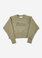 Olive sweatshirt with 'Palmr' branding on a light gray background