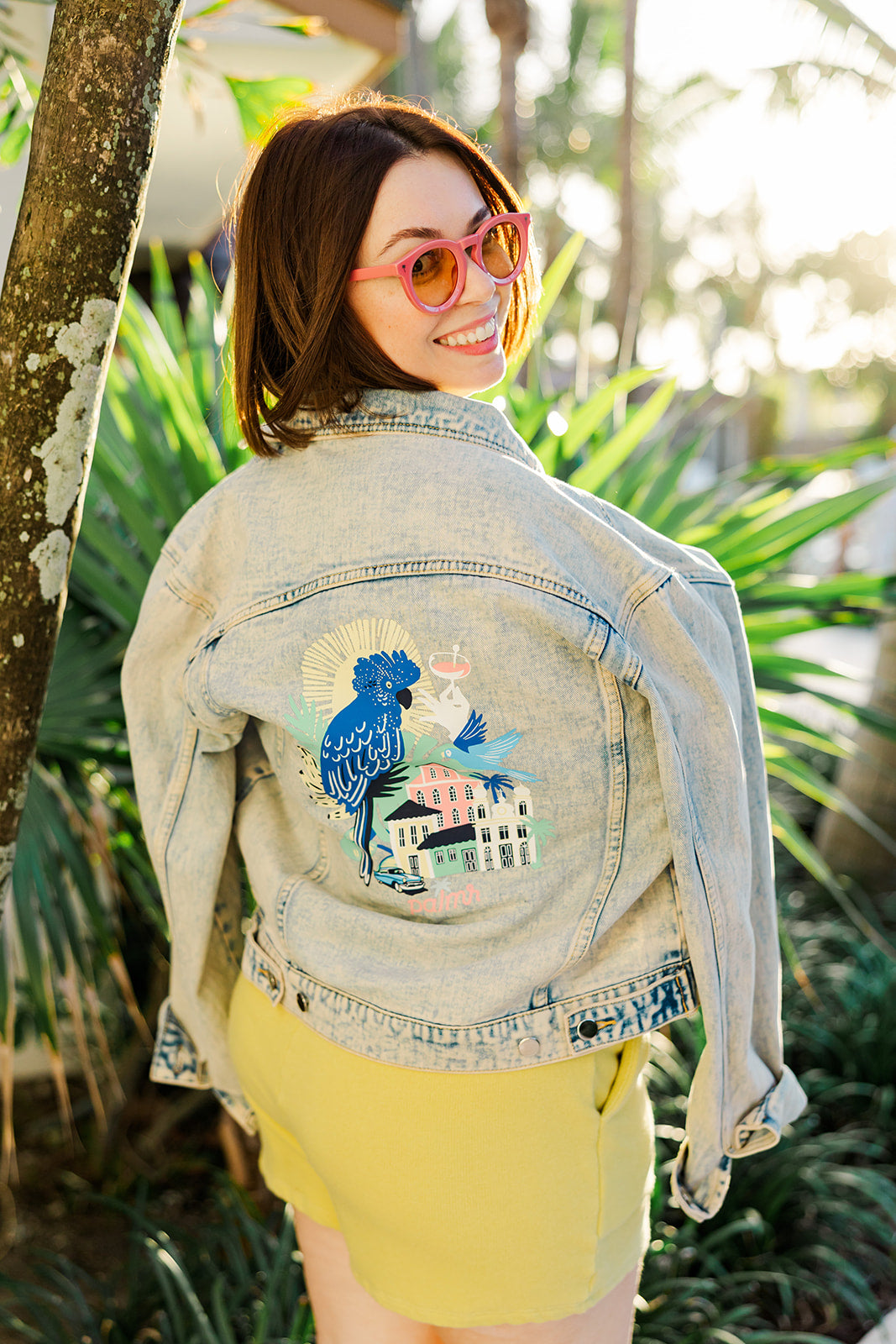 Palmr Style Womens Marta Jean denim jacket cuban tropical havana Resort Wear Self-care