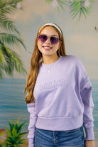 Palmr Style Womens Retreat Crew Sweatshirt Crop Heavyweight lavender Resort Wear Selfcare T1D