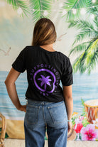 Palmr Style Unisex Touched By Type One Black Tee Supporting T1D Soft Short Sleeve Palm Tree Resort wear Self-Care