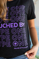 Palmr Style Unisex Touched By Type One Black Tee Supporting T1D Soft Short Sleeve Palm Tree Resort wear Self-Care