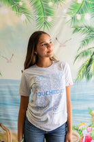 Palmr Style Unisex Touched By Type One White Tee Supporting T1D Soft Short Sleeve Palm Tree Resort wear Self-Care