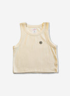 Palmr Style Womens Warrior Cream Rib Tank Crop Cropped Athleisure Resort Wear Self-Care T1D