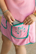 Palmr Style Womens pocketful palms pink Palm Tree coverup Resort Wear Selfcare T1D pump pocket