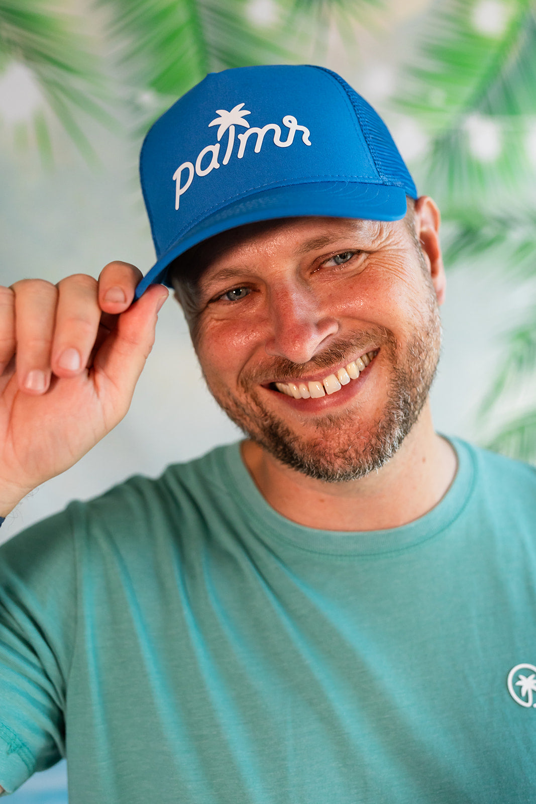 Palmr Style T1D Blue Trucker Hat Resort Wear Self-Care Type 1 Diabetes