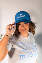Palmr Style T1D Blue Trucker Hat Resort Wear Self-Care Type 1 Diabetes