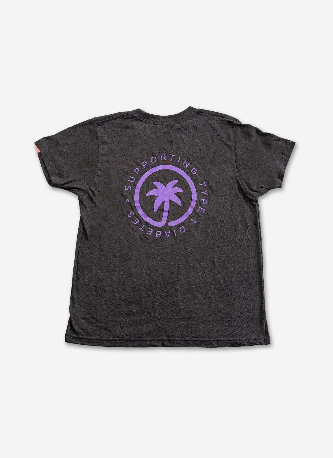Palmr Style Youth Touched By Type One Black Tee Supporting T1D Soft Short Sleeve Palm Tree Resort wear Self-Care