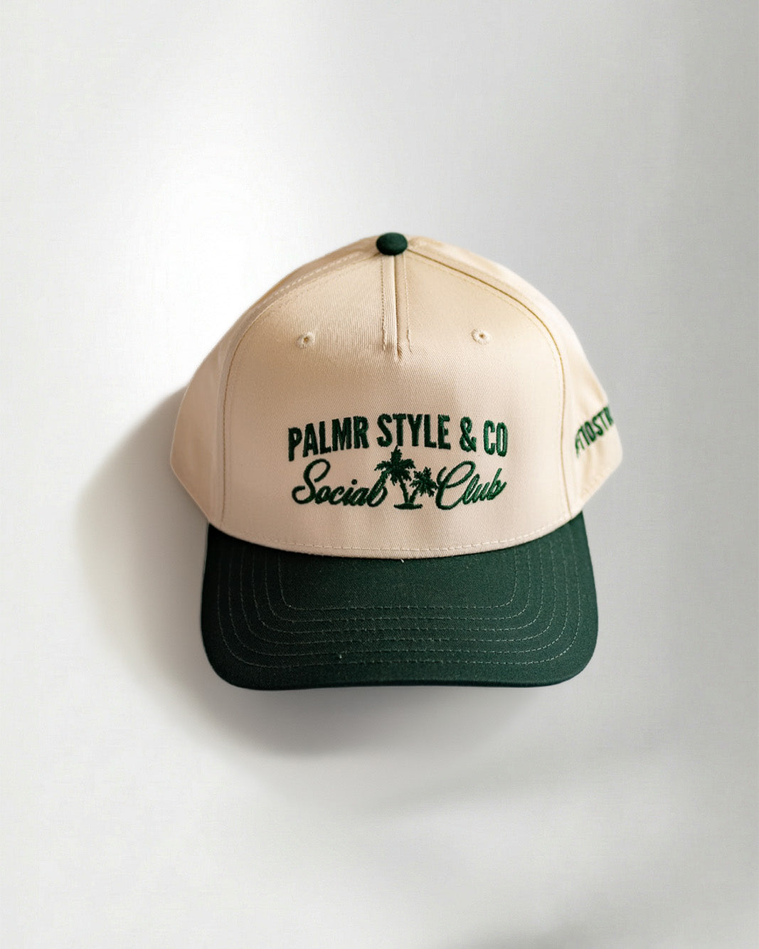 Palmr Style Social Club Hat Forest Green Natural Palm tree Resort Wear Selfcare T1D T1Dstrong