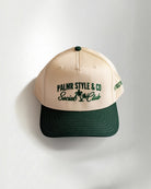 Palmr Style Social Club Hat Forest Green Natural Palm tree Resort Wear Selfcare T1D T1Dstrong