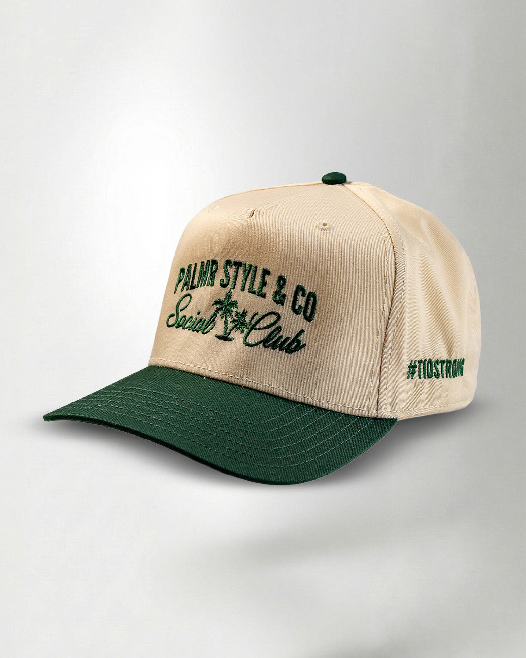 Palmr Style Social Club Hat Forest Green Natural Palm tree Resort Wear Selfcare T1D T1Dstrong