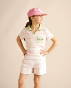 The Cabana Pink Stripe Girl's Shorts — view 4 | Palmr Style