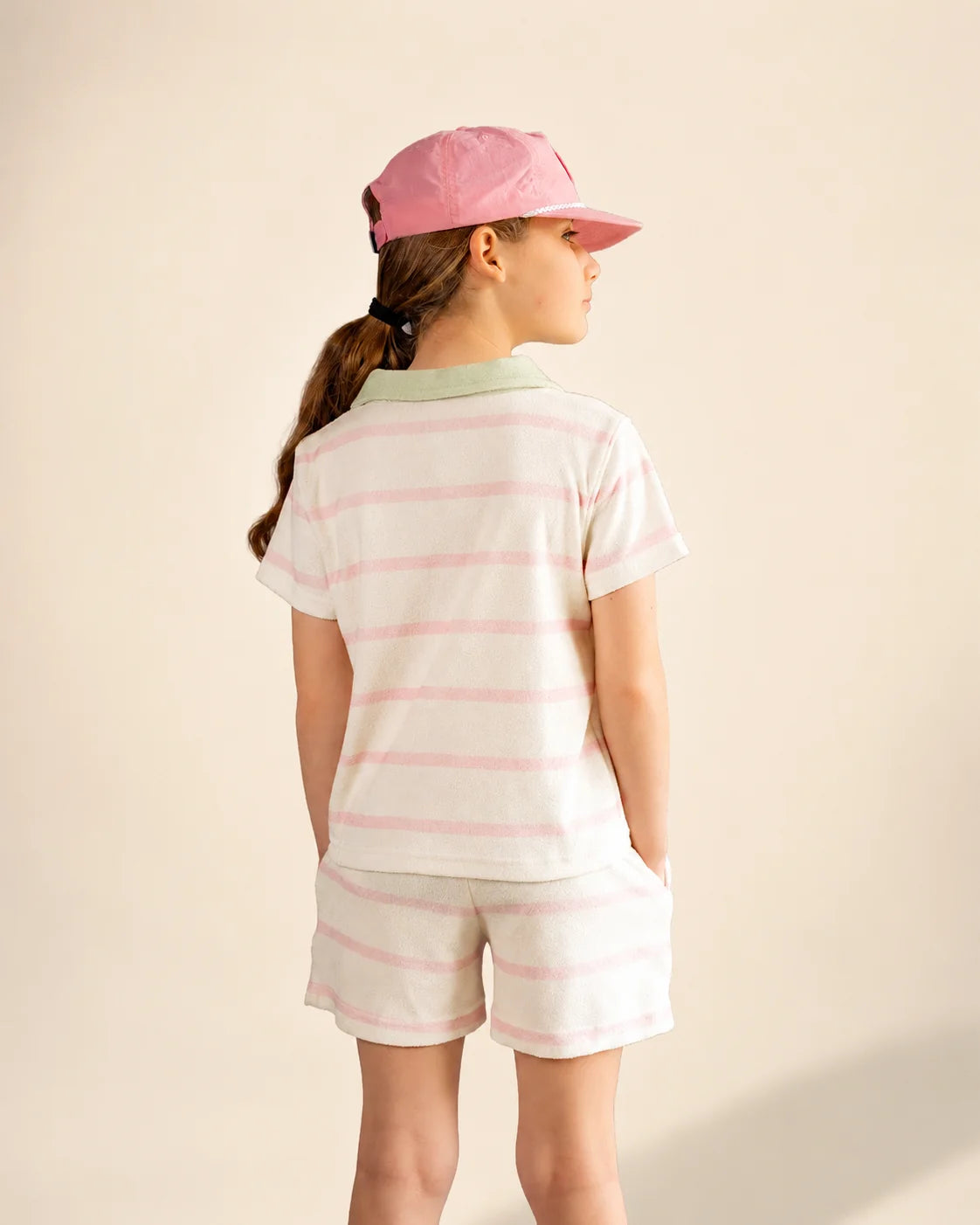 The Cabana Pink Stripe Girl's Top — view 5 | Palmr Style