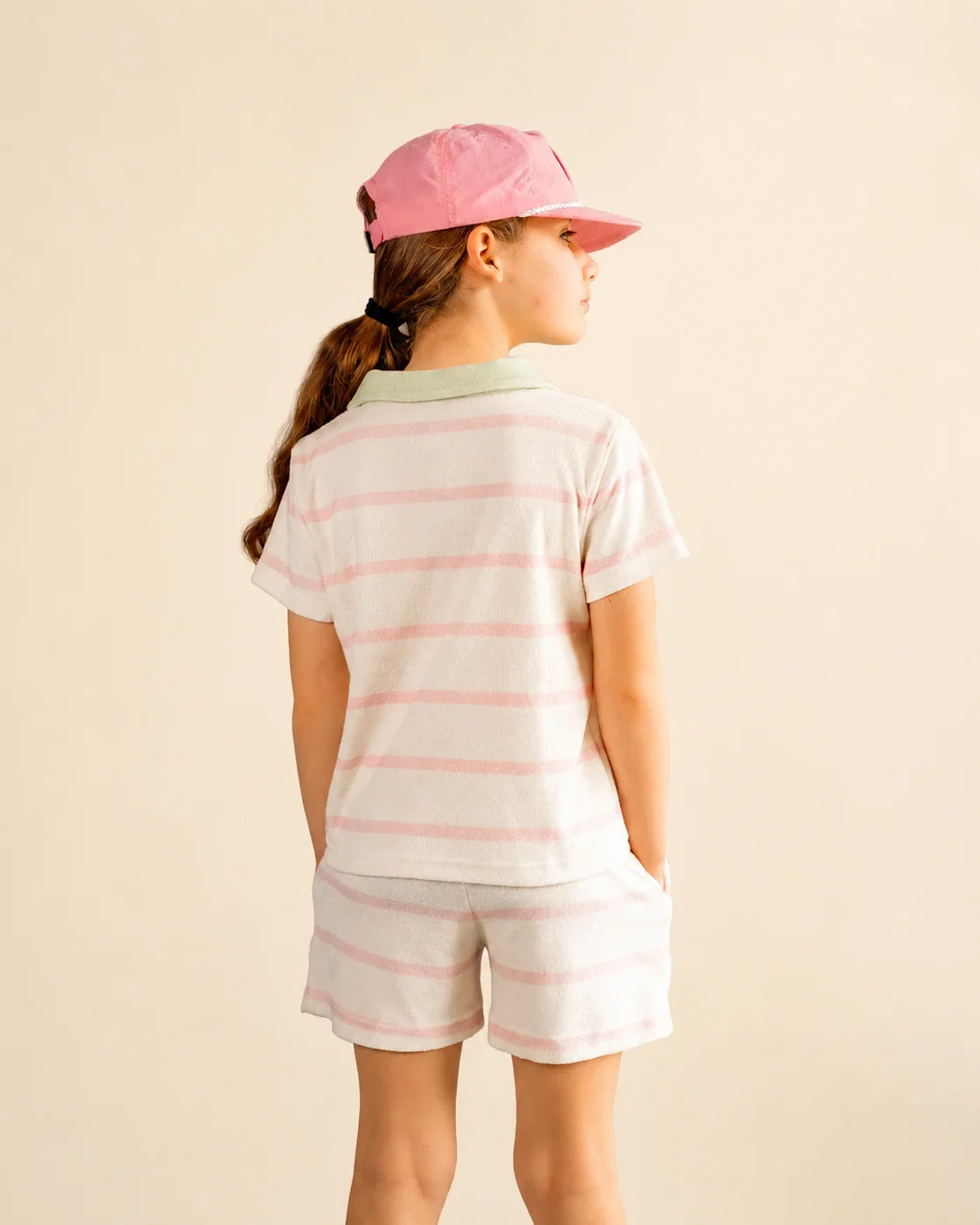 The Cabana Pink Stripe Girl's Shorts — view 5 | Palmr Style