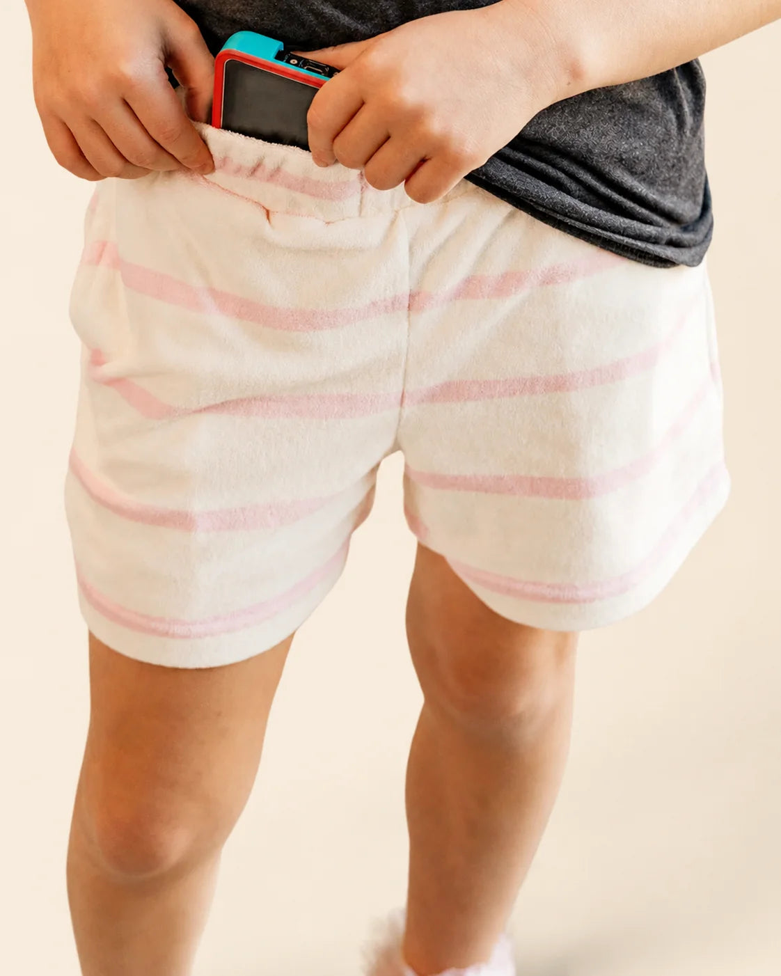 The Cabana Pink Stripe Girl's Shorts — view 7 | Palmr Style
