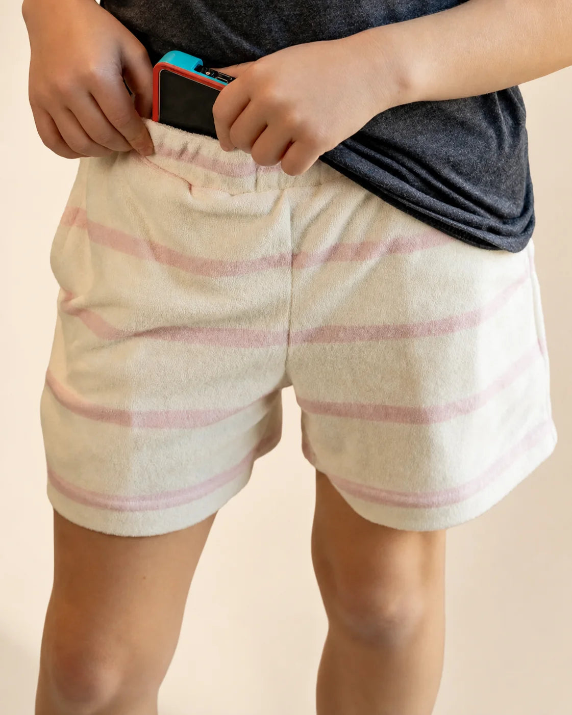 The Cabana Pink Stripe Girl's Shorts — view 8 | Palmr Style
