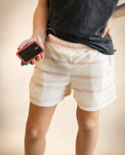 The Cabana Pink Stripe Girl's Shorts — view 9 | Palmr Style