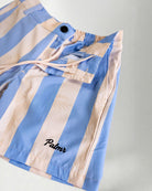 Blue and beige striped jacket with 'Palmr' branding on a light gray background
