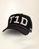 Black T1D hat with palm design, water-resistant and stylish for Florida heat