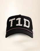 Black T1D hat with palm design, water-resistant and stylish for Florida heat