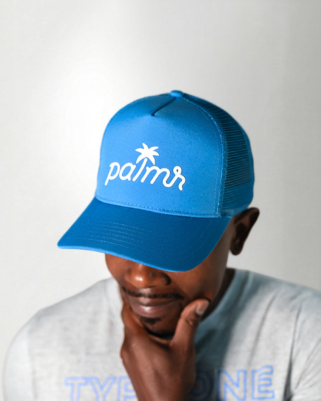 Palmr Style T1D Blue Trucker Hat Resort Wear Self-Care Type 1 Diabetes