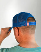 Palmr Style T1D Blue Trucker Hat Resort Wear Self-Care Type 1 Diabetes