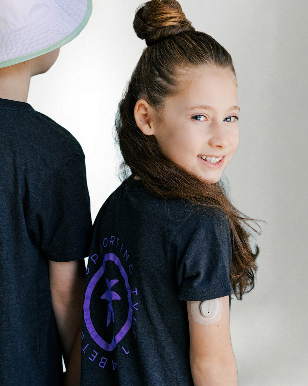 Palmr Style Youth Touched By Type One Black Tee Supporting T1D Soft Short Sleeve Palm Tree Resort wear Self-Care