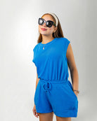 Palmr style womens tropical glow romper blue resort wear selfcare