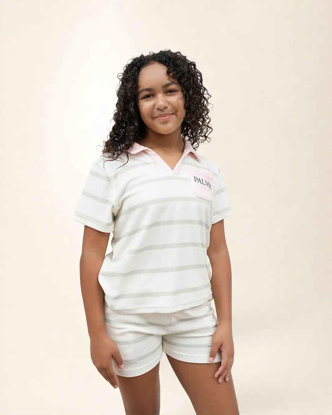 The Cabana Green Stripe Girl's Shorts