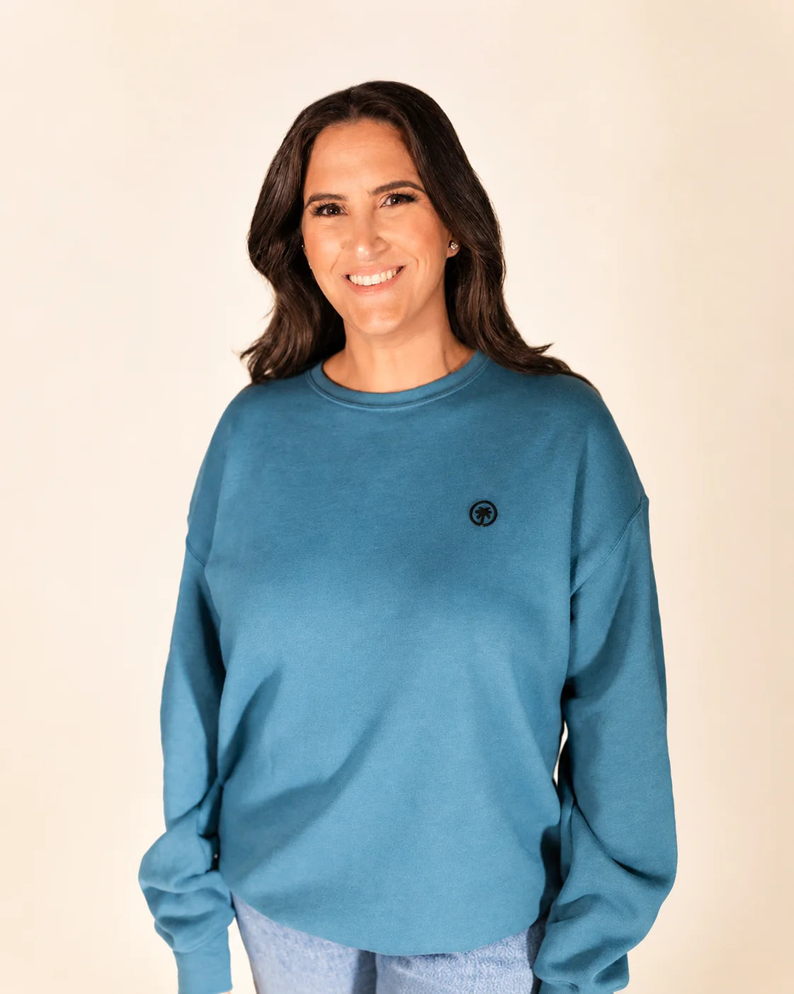 The Cloud Embrace Crewneck Sweatshirt - Deep Teal — view 5 | Palmr Style