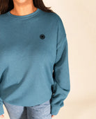 The Cloud Embrace Crewneck Sweatshirt - Deep Teal — view 6 | Palmr Style