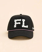 Black FL Signature Hat with white silicone logo and palm design, water-resistant and structured for daily wear