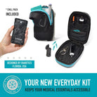 Compact insulated crossbody bag in beige with nylon strap and carabiner clips for diabetes supplies