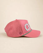 Pink ORL Signature Hat with white silicone Orlando 407 logo and palm design, water-resistant cap for Florida heat