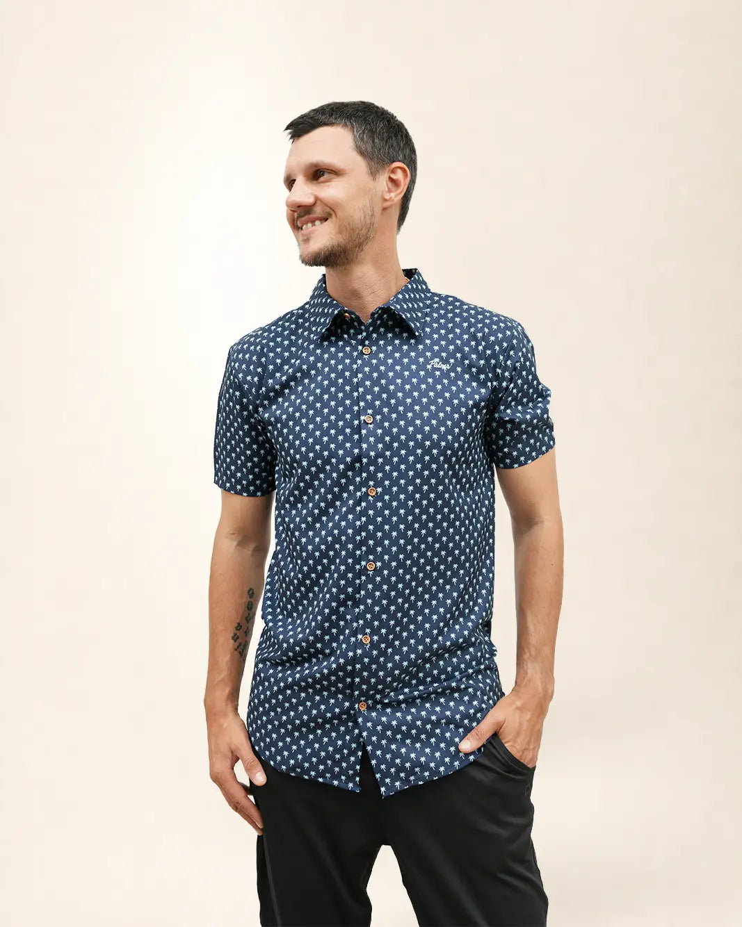 The Indigo Palm Button Up