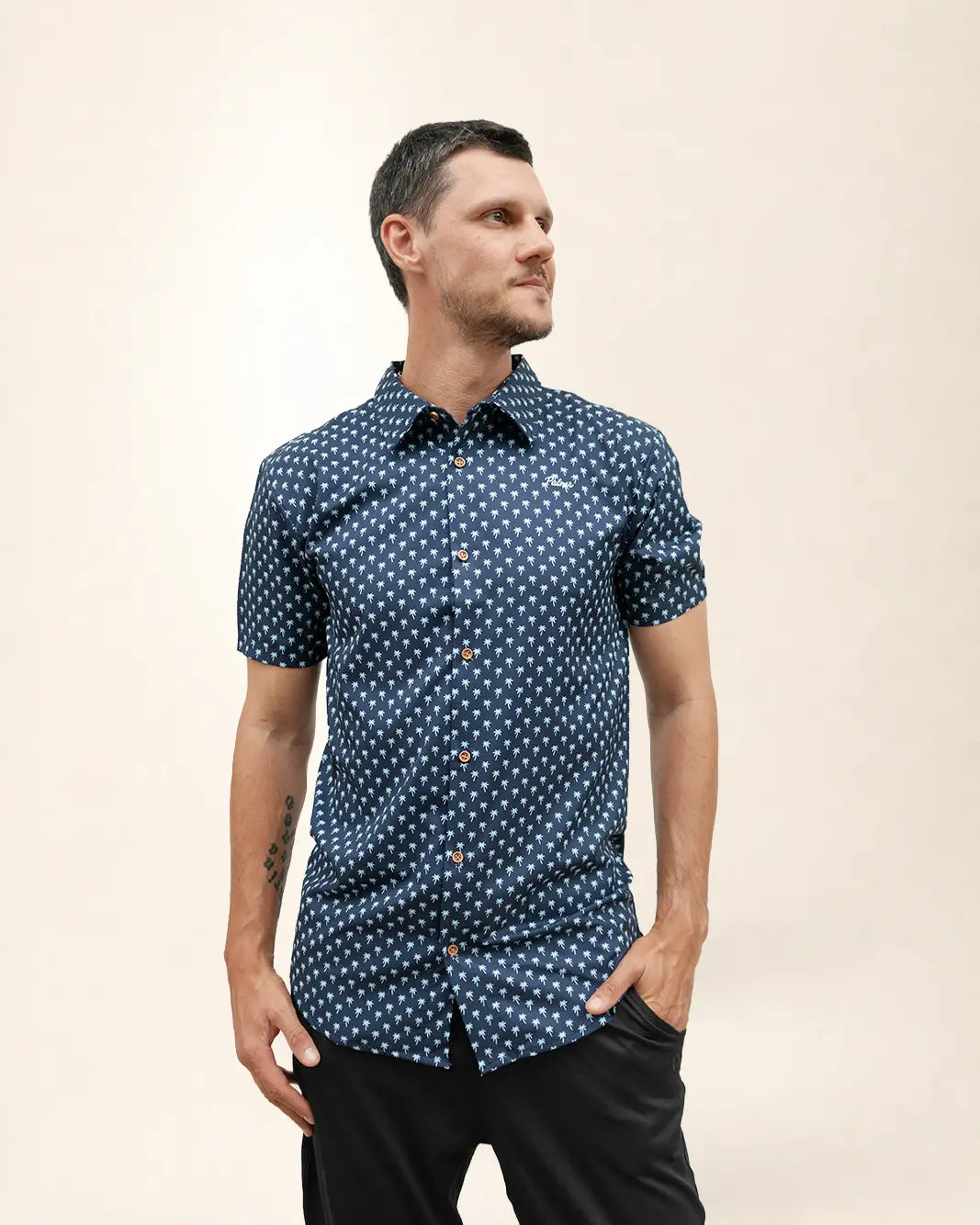 The Indigo Palm Button Up
