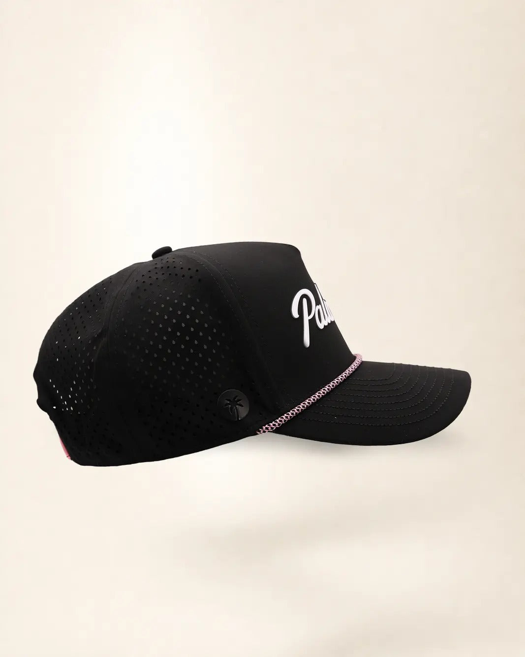 Palmr Signature rope hat in black, rear three-quarter view