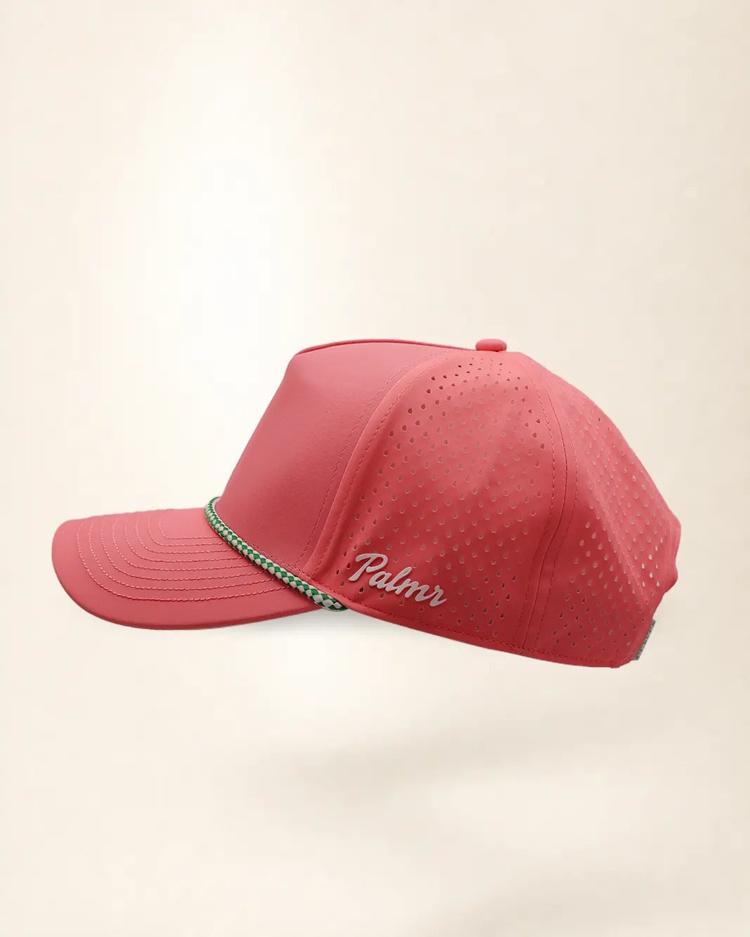 Palmr Signature rope hat in pink, side view